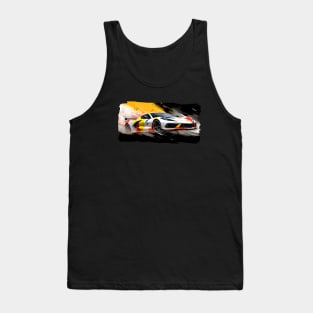 Arctic White C8 Corvette racecar on a race track Supercar Sports car Racing car Tank Top